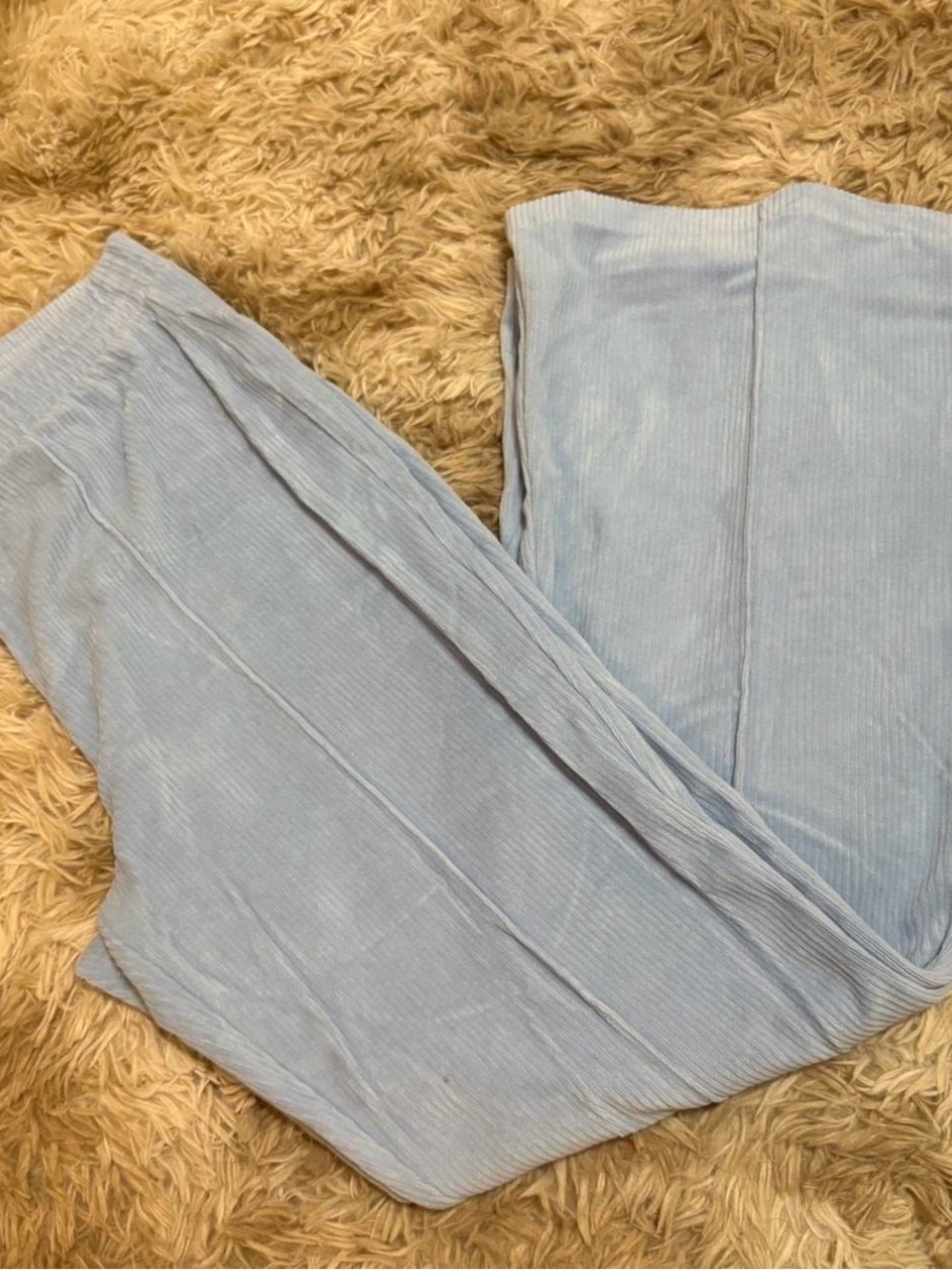 Aerie Light Blue Flare Ribbed Wide-Leg Pants/Sweatpants